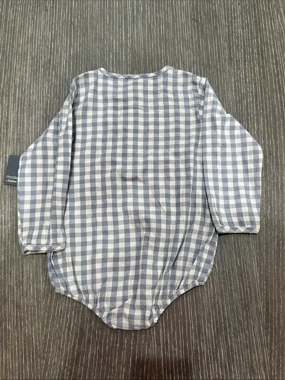 NWT Size 24 months Modern Moments Gingham Long-Sleeve Romper in Blue and White